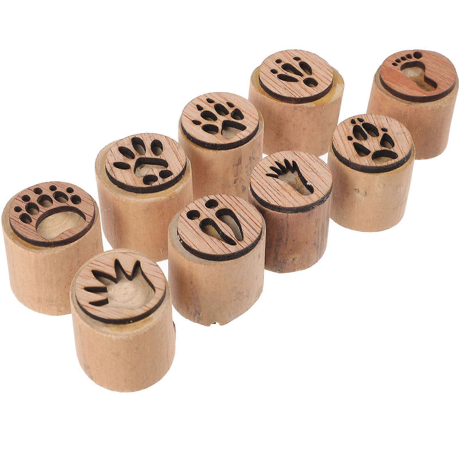 1 Set of Durable Wooden Stamps for DIY Crafts Cards and Footprint Fun in Assorted Colors