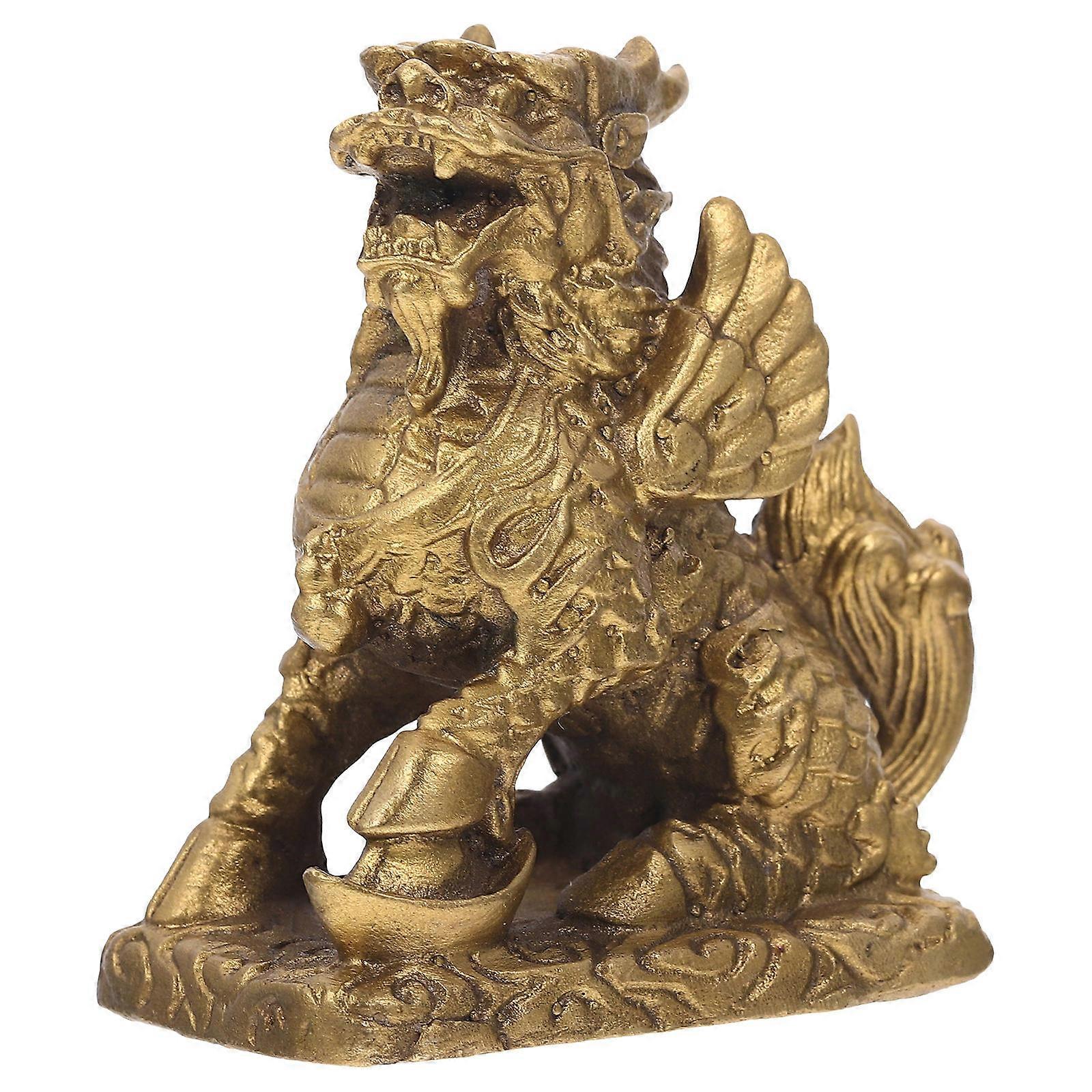 Oriental Art, Delicate Kylin Statue for Desktop Decoration, Fine Craftsmanship