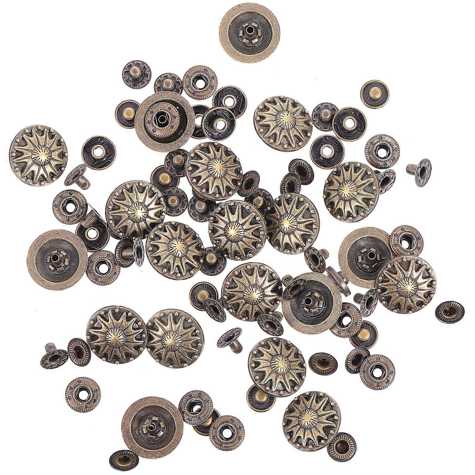 Zinc Alloy Snap Fastener Dark Brown Retro Buttons for Sewing with Craftsmanship 20 Sets