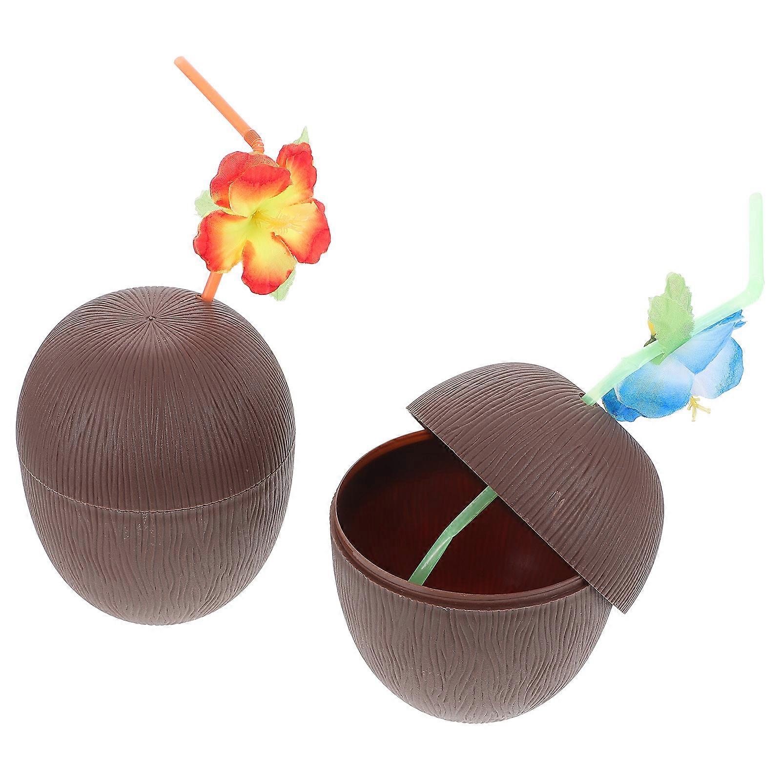 2 Pcs Decorative Coconut Cups For Summer Pool Parties Providing Visual Enjoyment Designed For Exciting Celebrations