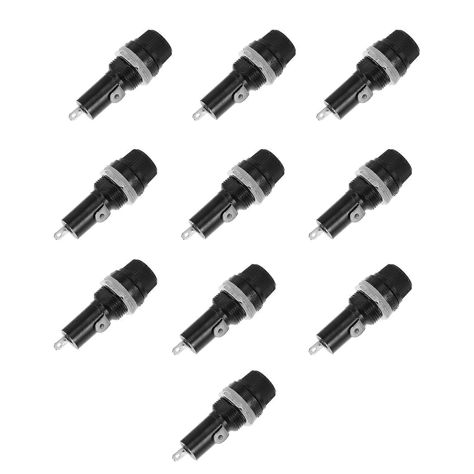 Professional Electrical Panel Mounted Screw Fuse Holders Black 10pcs Plastic Copper