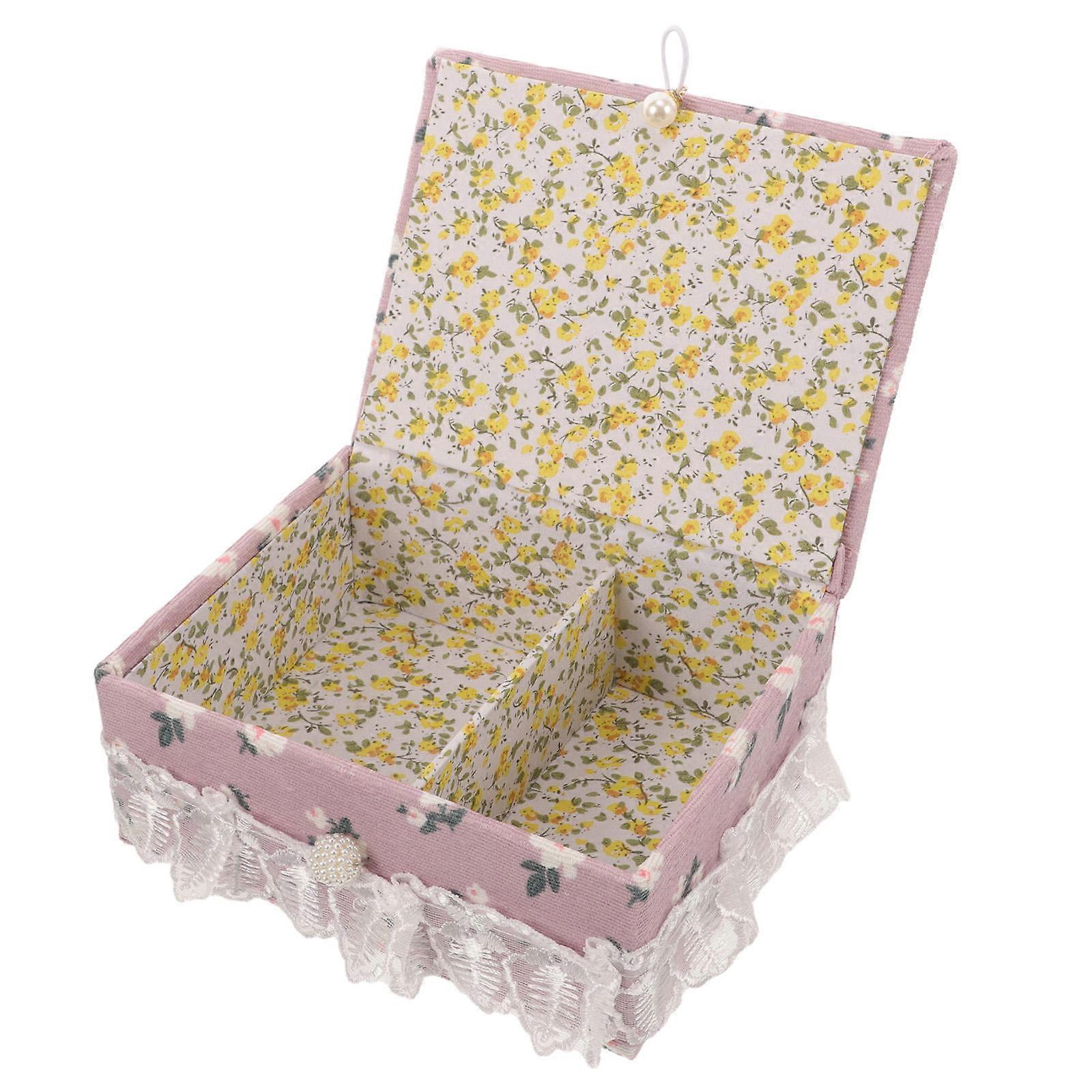 Purple Cloth Pin Box for Safe Storage of Needles and Small Items Useful for Sewing Crafts 6 x 4.5 x 3 inches