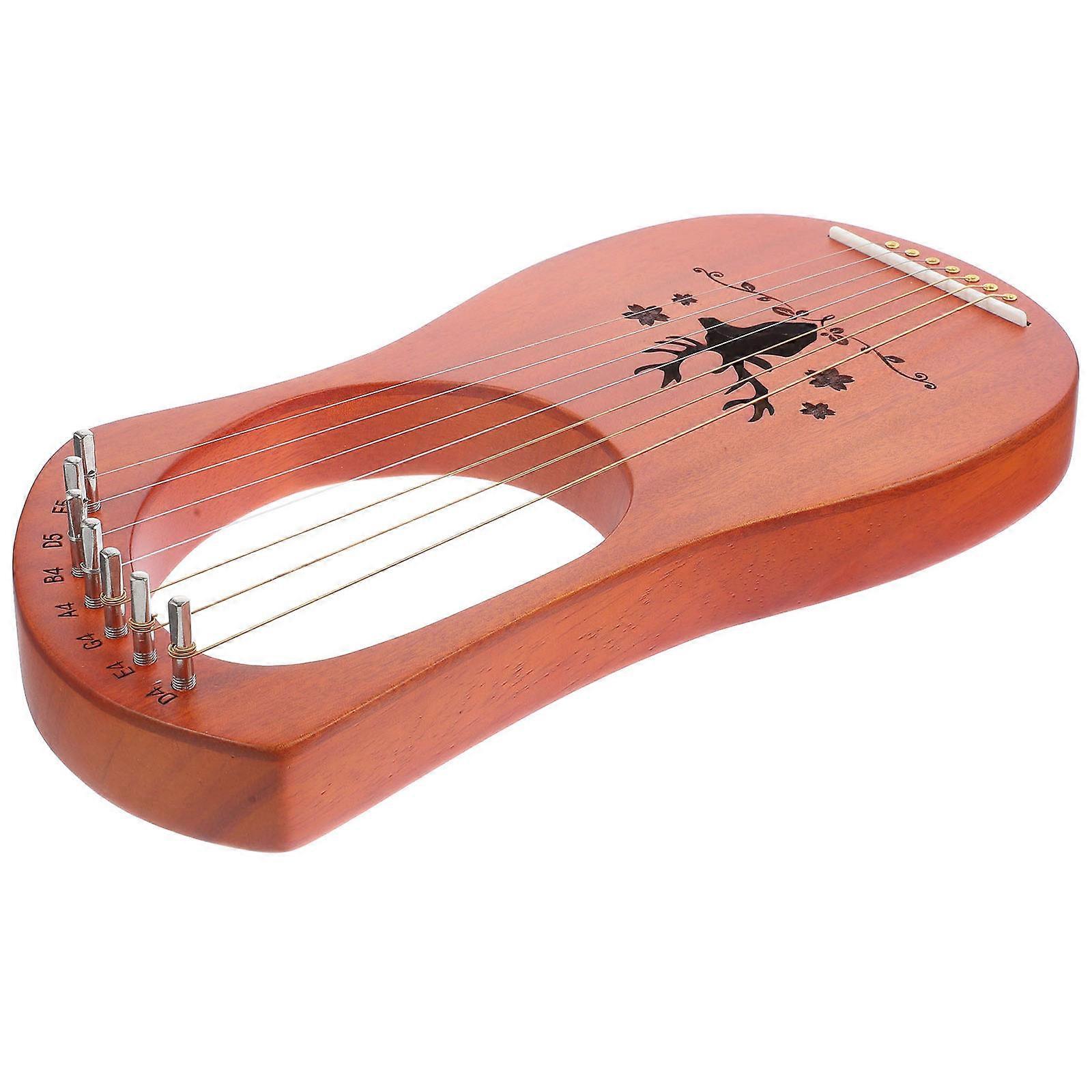 Portable Wood Harp with 7 Strings for Playing Create Full Warm Tone and Relax Mind 7strings
