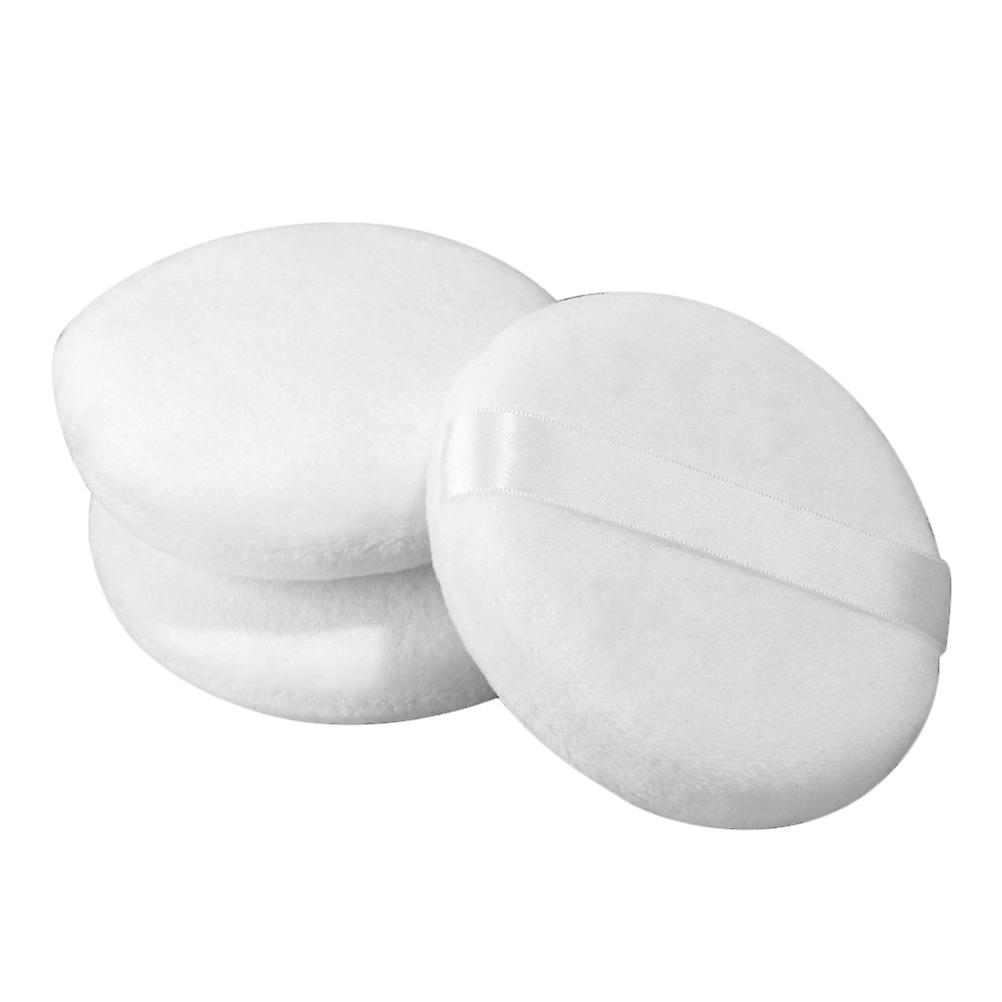 Versatile 3 Pcs Body Powder Puff Round Shape Soft Velour For Application Lightweight For Everyday Use