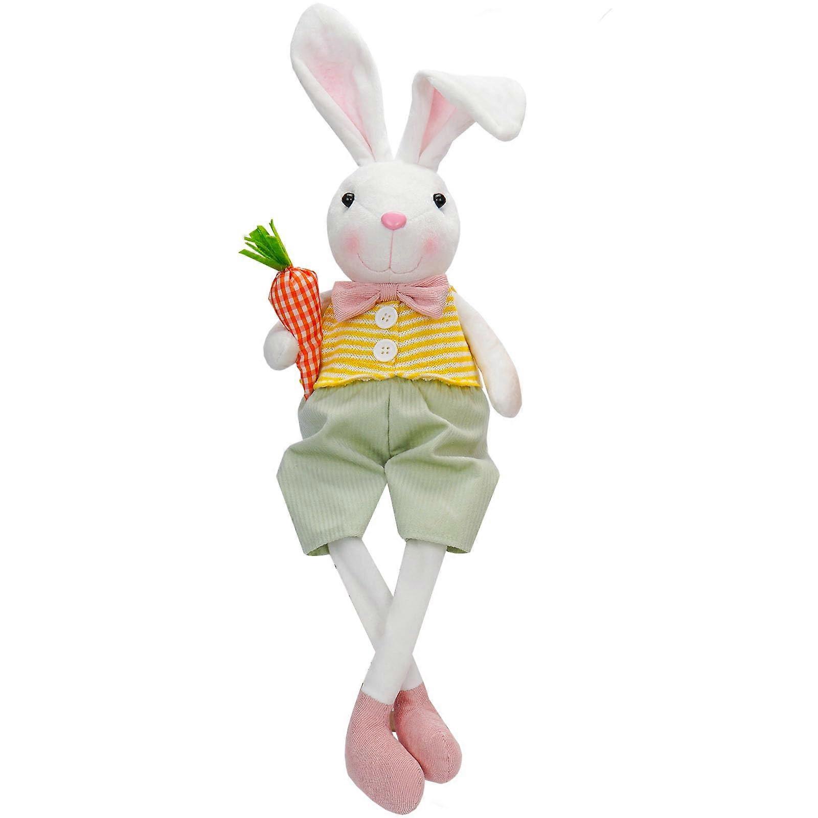 Easter Bunny Plush With Carrot Accents, Flower-Shape Design, Soft Polyester Stuffed Toy For Collectors