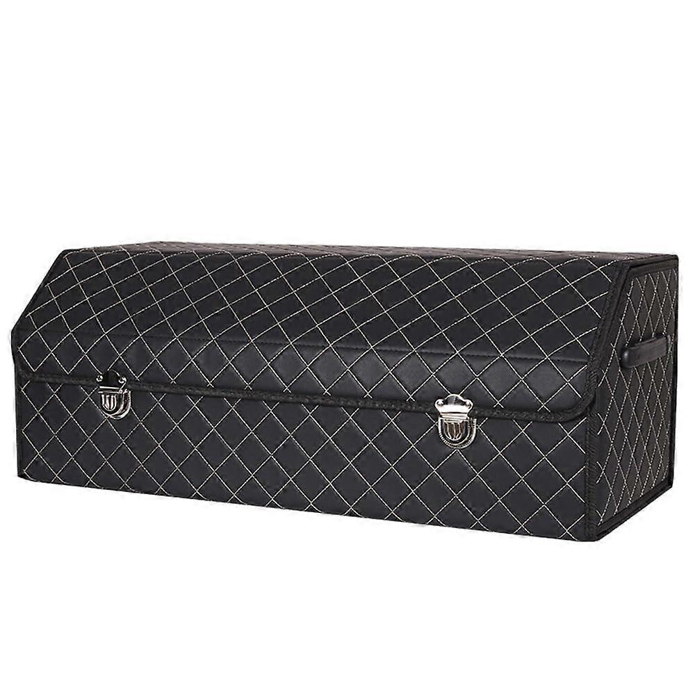 Car Trunk Organizer for Ford Thunderbird 2005, Foldable Waterproof Leather Trunk Bag Box, B-Black 75x32x30cm