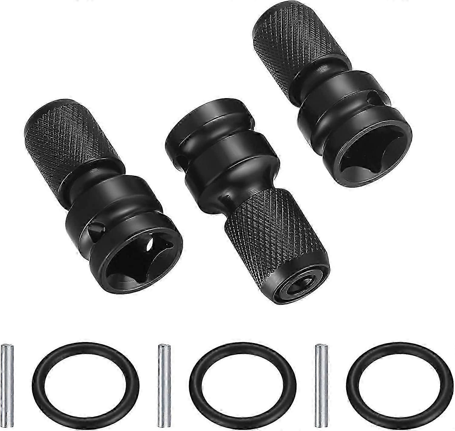 3pcs 1/2"Square to 1/4"Hex Socket Adapters,Quick Release Chuck Converter Hex Ratchet Socket Wrench