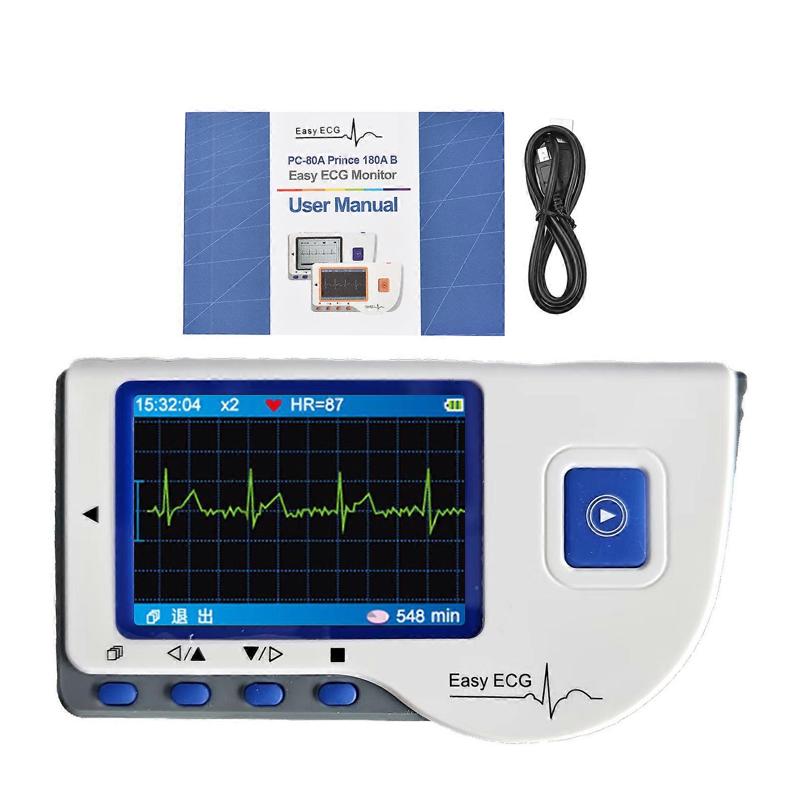 Heal Force PC-180B0 Portable ECG Monitor Handheld LCD Heart Rate Tracker Home EKG Monitoring Device with Data Storage Transmission USB Cable