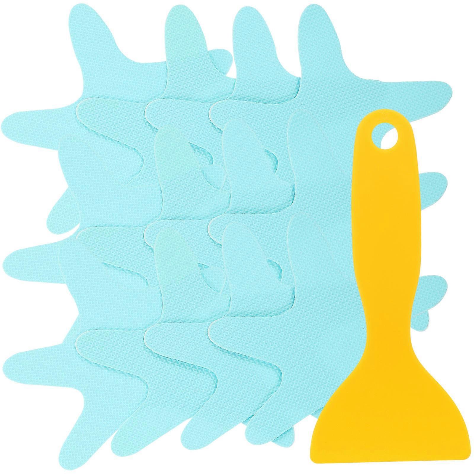 Shower Stickers 4 Sets Non-Slip Floor Stickers Designed For Slippery Tiles In Bathrooms And Kitchens Blue Color Square Shape 10X10CM
