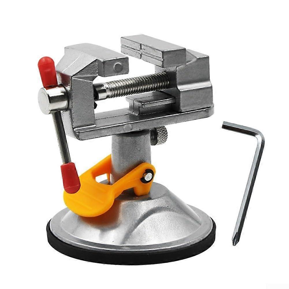 Mini aluminum vise with suction cup for model making, jewelry crafting, and small electronics tasks (without screws)