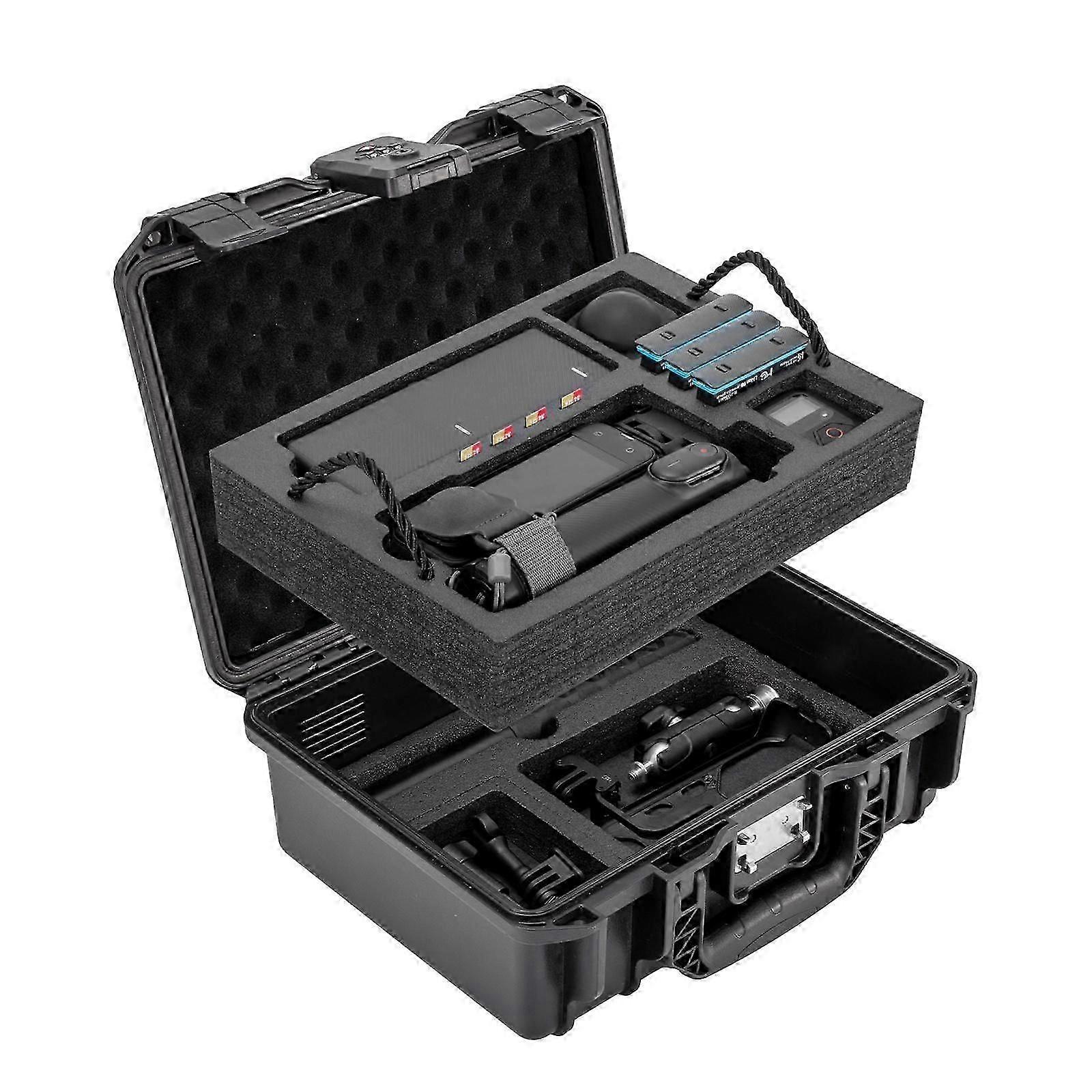 For Insta360 X5 / X4 STARTRC Combination Lock Waterproof PP Dual-layer Suitcase Storage Box (Black)