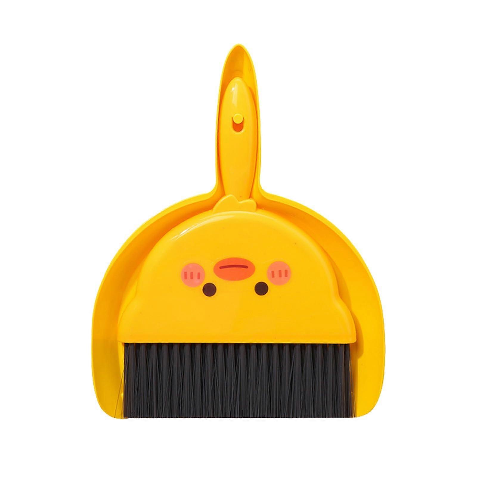 Mini Dustpan and Brush Set, Portable Dust Pan for Table Desktop Home Car Office (Yellow)