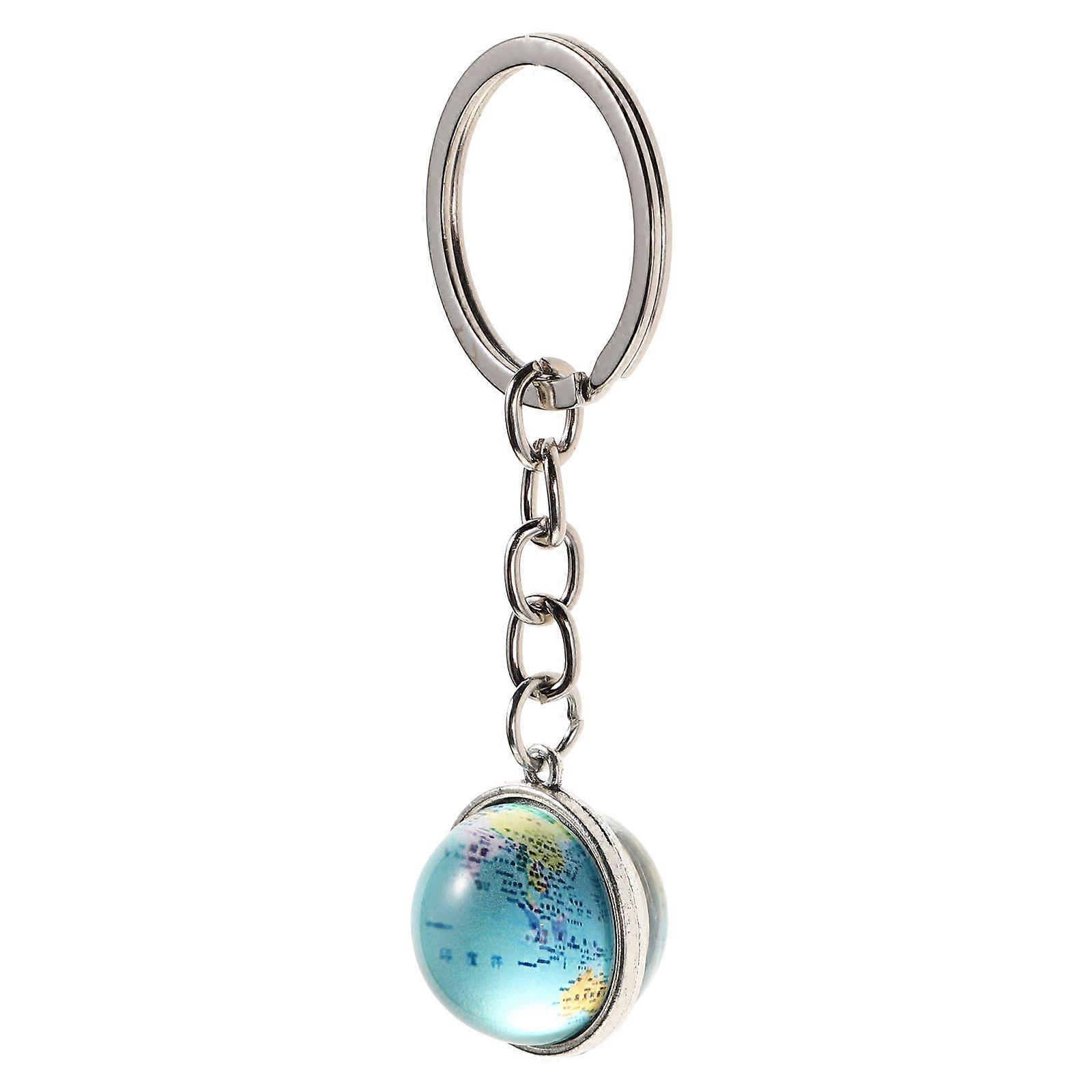 World Map Globe Keychain Creative Planet Key Chain Portable Metal 3D Pendant Earth Key Ring Bag Hanging Ornament for Men Women