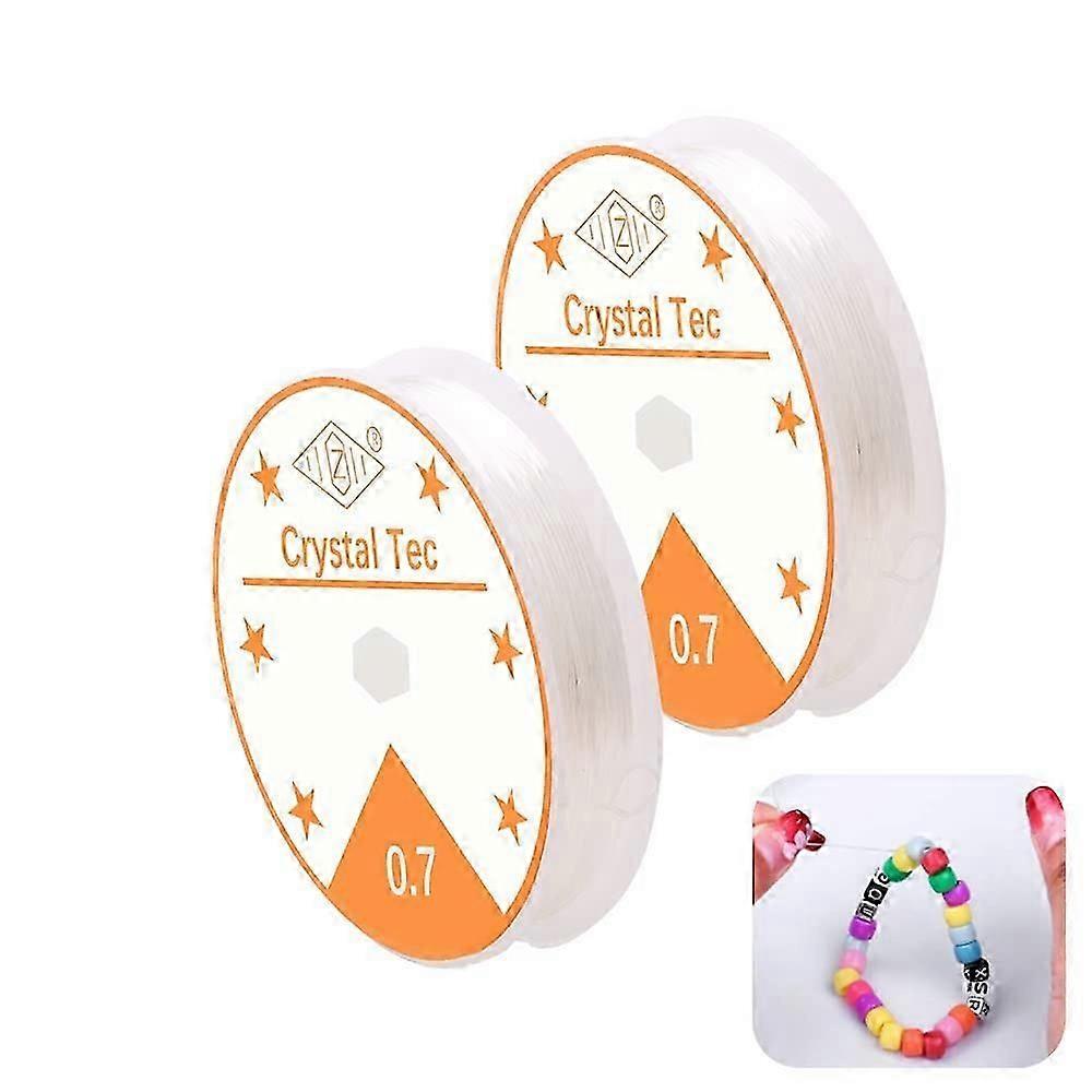 Set of 2 Spool 0.7 mm Elastic Jewellery Thread, Rubber Thread, Crystal Elastic Cord, Jewellery Thread, Craft Cord, Transparent Thread, for DIY, Bead J