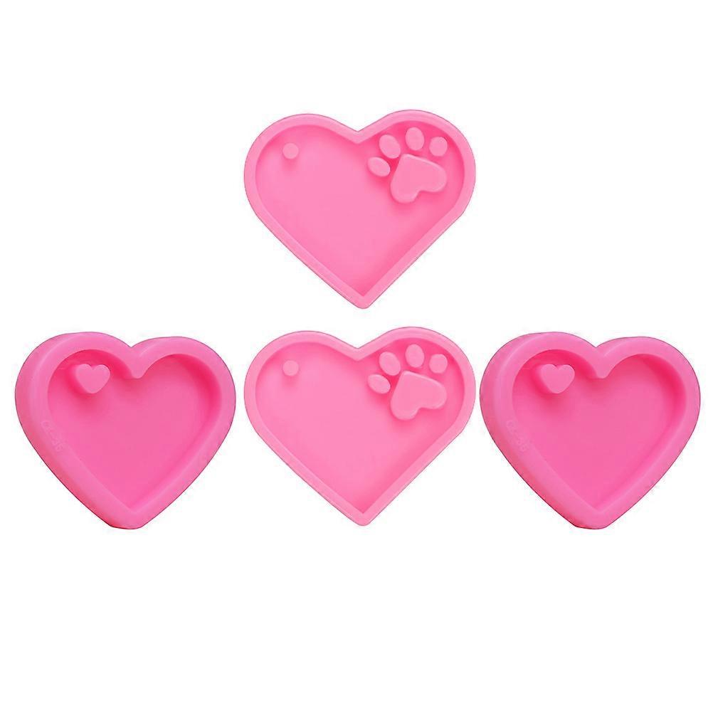 Heart Epoxy Silicone Mold for Diy Enthusiasts Pink Silicone Material for Diy Craft 4Pcs