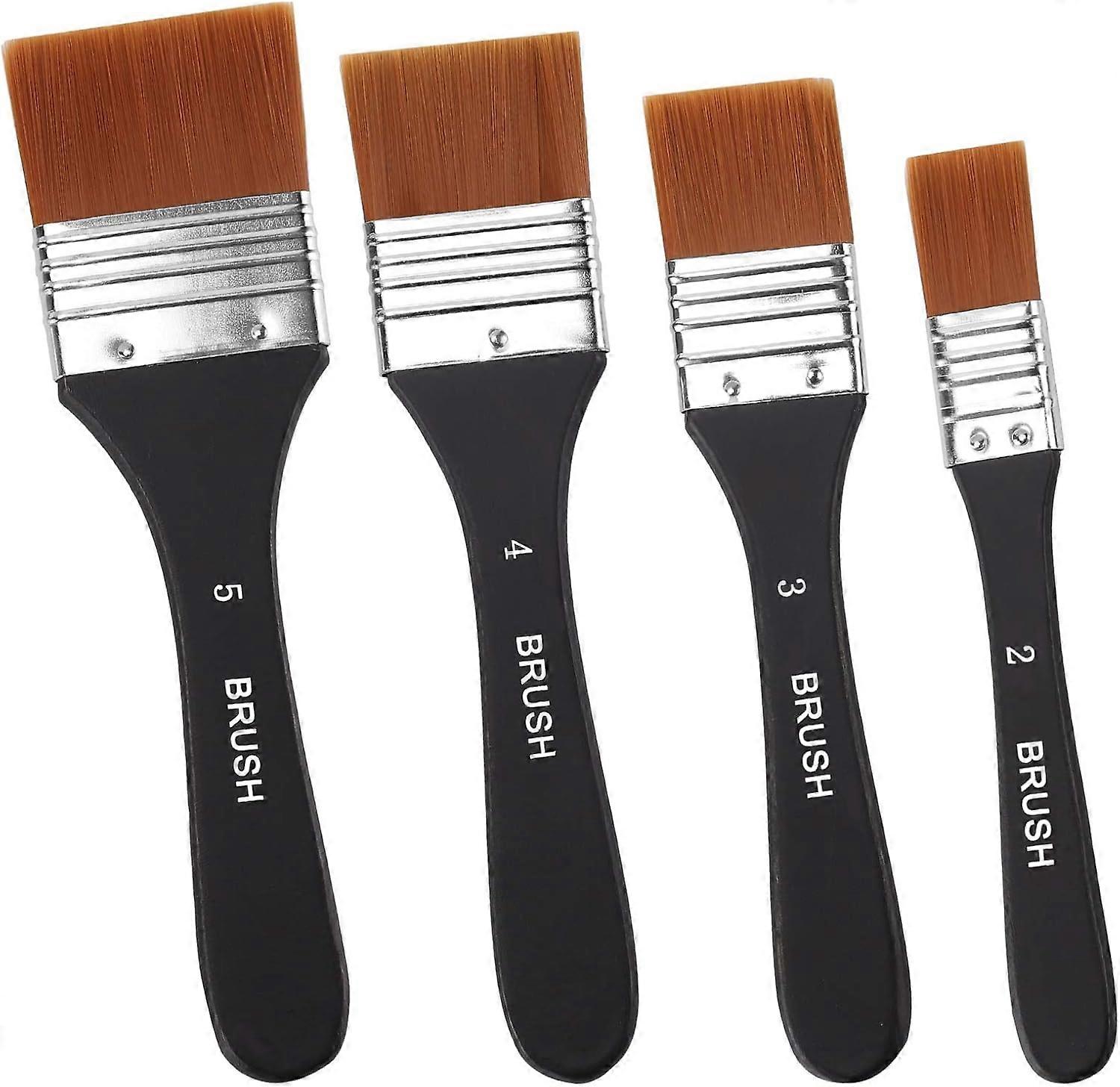 Premium Acrylic Paint Brushes Set of 4 - Professional Grade Flat Nylon Bristles - Ergonomic Design - Practical and Versatile - Ideal for Home Decorat