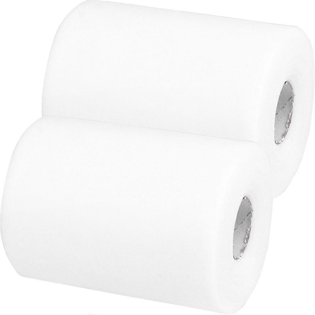 White Tulle Fabric Ribbon for Wedding Decoration Supple and Shapely with 2 Rolls