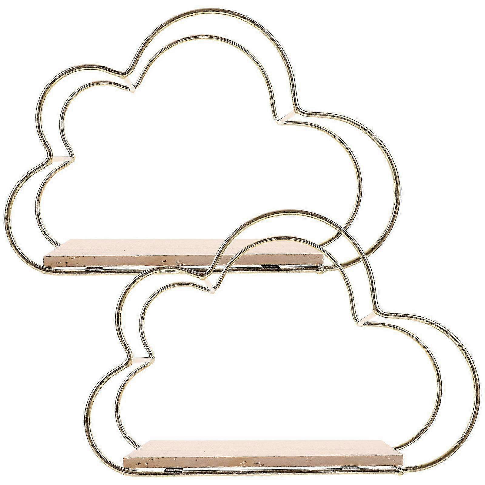 2Pcs Floating Wall Shelf for Books & Decor, Cloud Design, 30x20x9.5cm, Space-Saving Storage Display