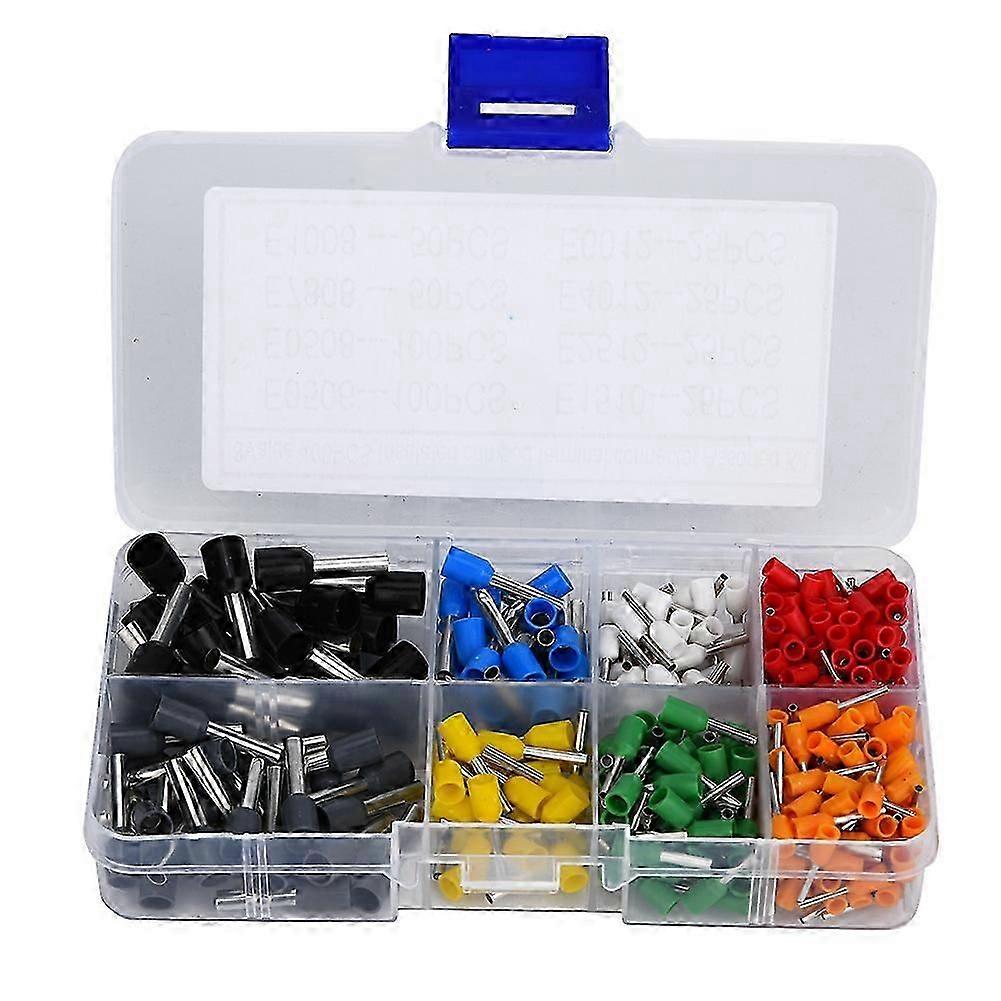400 Pcs Crimp Terminal Tin Plated Copper with PVC Insulator Pin End Terminal Kit