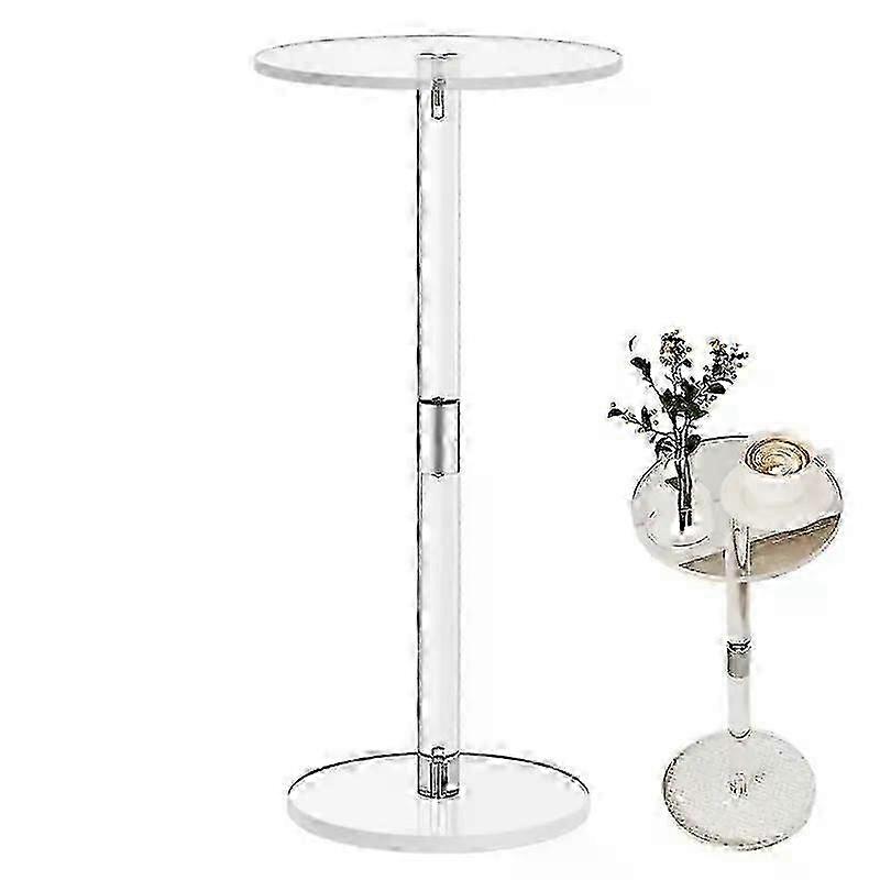 Acrylic Transparent Coffee Clear Drink Table Small Round End Modern...