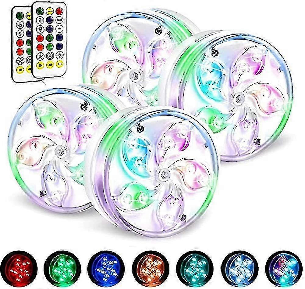 Submersible Led Pool Lights With Wireless Remote,suction Cups & Magnets