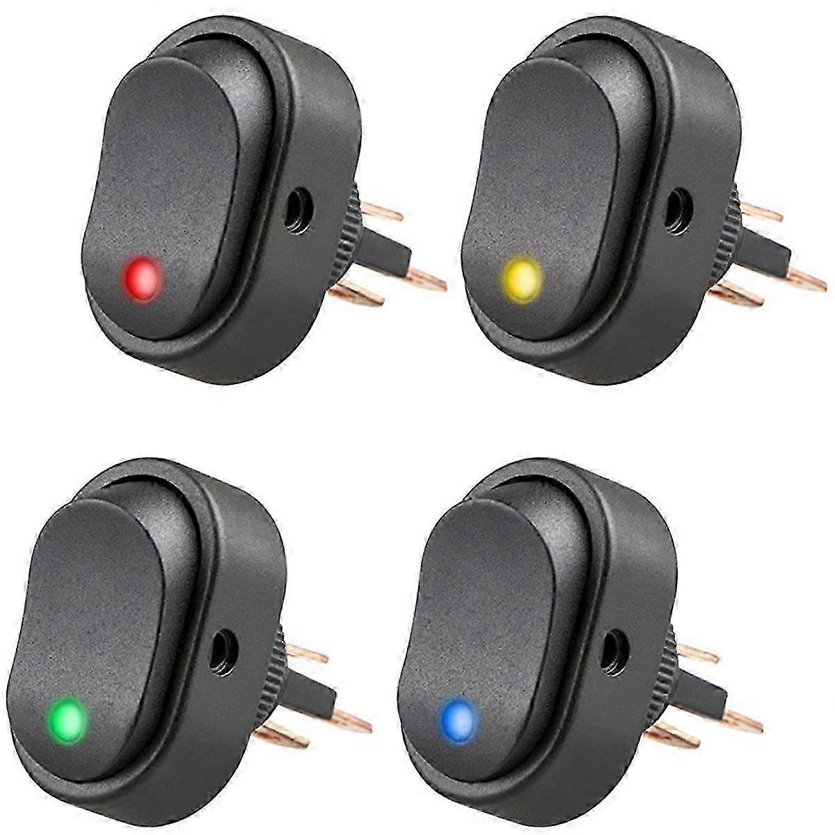 4pcs Toggle Switch Waterproof Toggle Switch LED Blue Green Yellow R...
