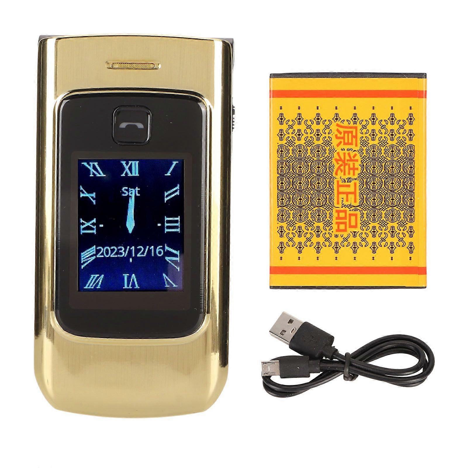 4G Senior Flip Phone with Big Button Clear Sound Flip Cell Phone for Elderly Dual Screen Display 4800mAh Battery SOS Button Gold