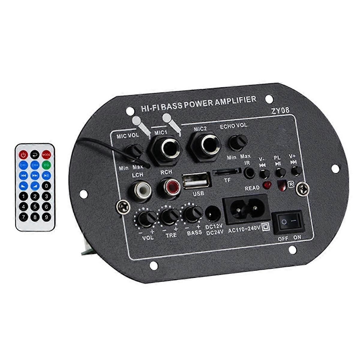 12V 24V 220V HIFI Bass Power Amplifier Board with USB Player Module Dual Microphones for Audiophiles