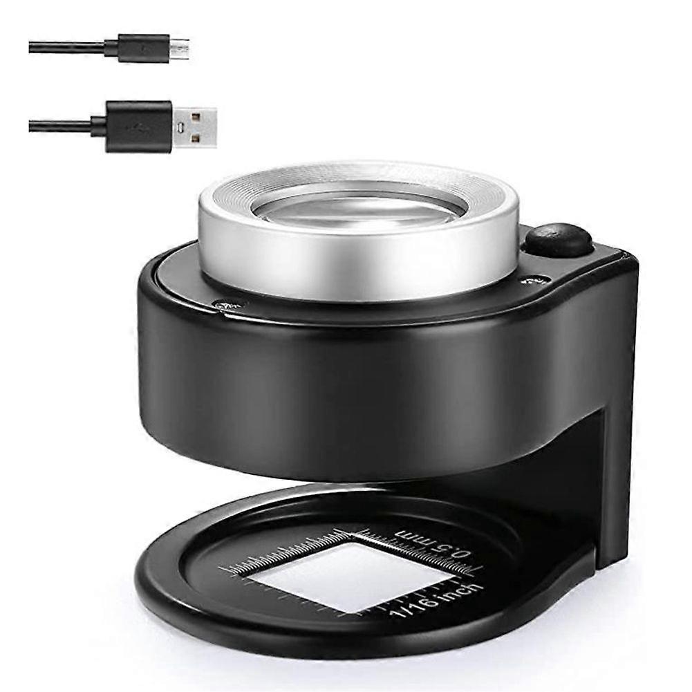 30X Loupe Magnifier with 6 LED Lights, Rechargeable Portable Desktop Metal Jewelers Loupe, Magnifyi