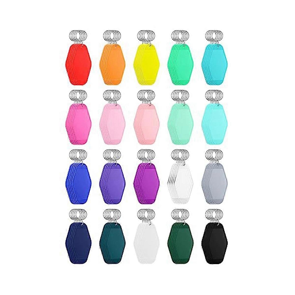 100 Pcs Blank Hotel Motel Keychain Bulk 20 Colors Plastic Sublimation Blank Keychains Vintage Rhomb