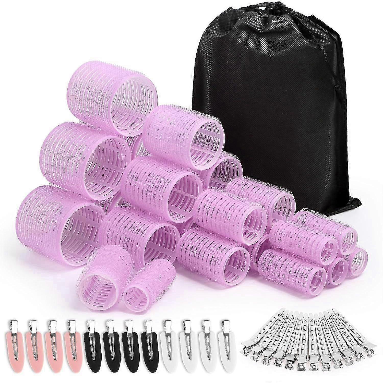 Rollers Hair Curlers 48 Pcs Set with 24Pcs Hair Rollers 4 Sizes (6 Jumbo Rollers/6 Large Rollers/6 Medium Rollers/6 Small Rollers) and 24 Pcs