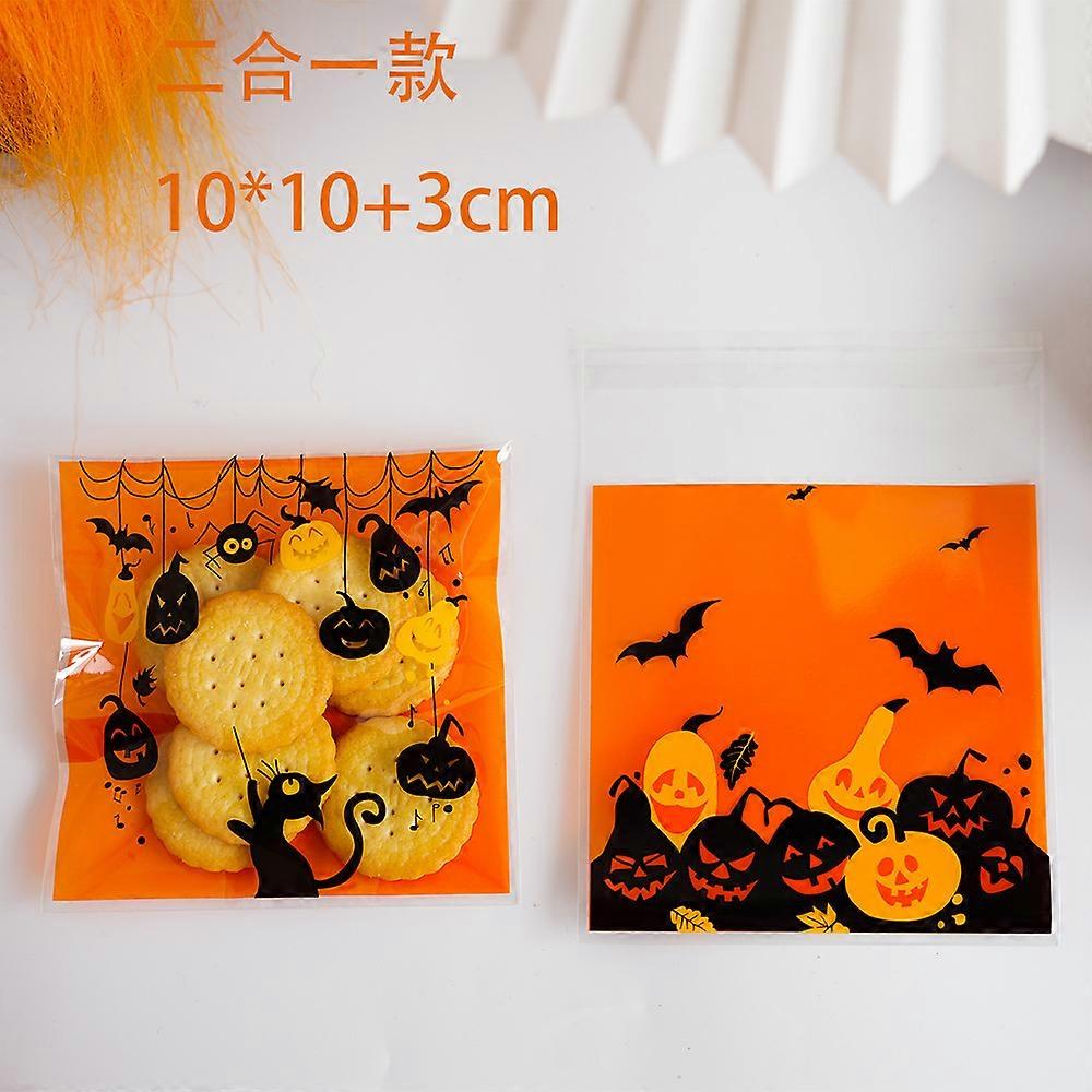 Halloween orange pumpkin ghost style opp self-adhesive plastic bag cookie snack gift bag
