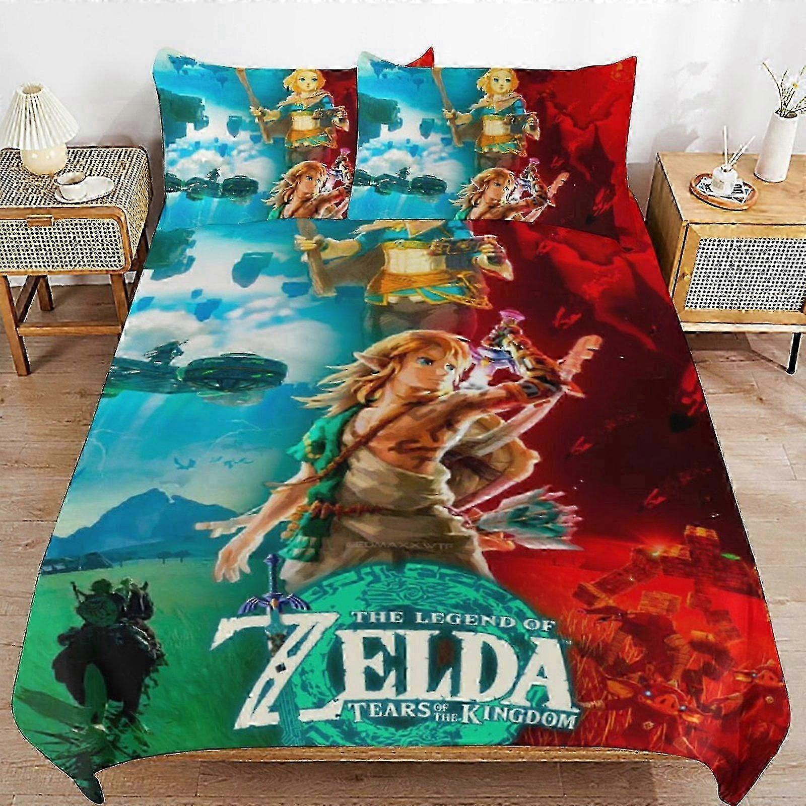 Bedding set GD207 The Legend of Zelda Comforter Set 3 Pieces Quilt Cover Set Soft Bedding Sets for All Seasons (1 Comforter 2 Pillowcases) HZ207