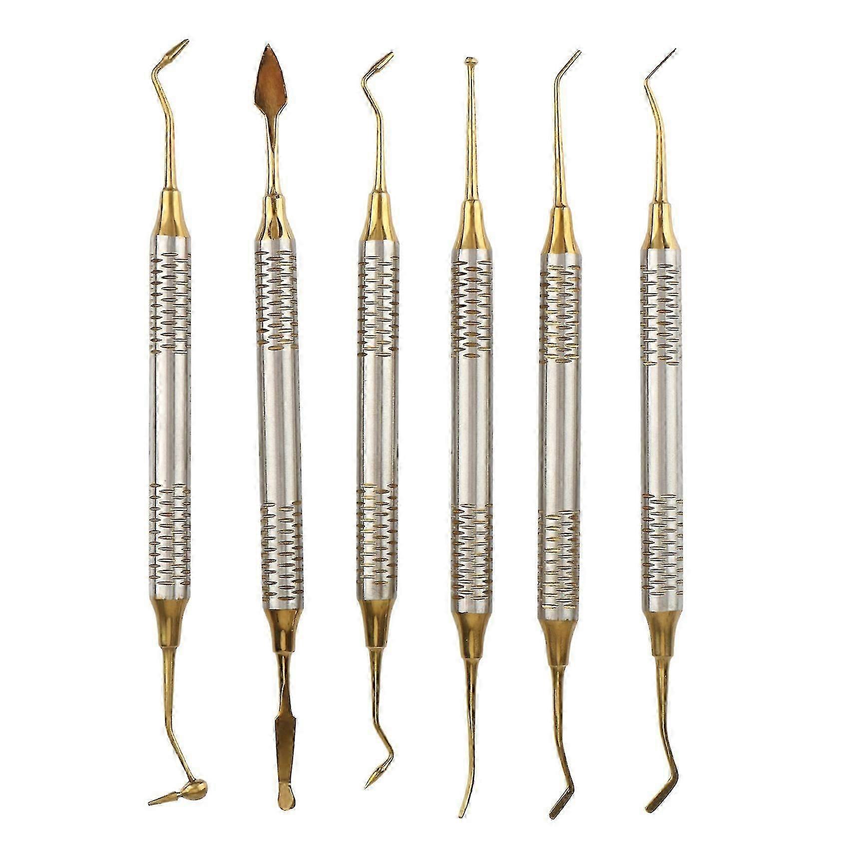 6pcs Dental Instrument Composite Resin Filling Spatula Titanium-plated Head Filling