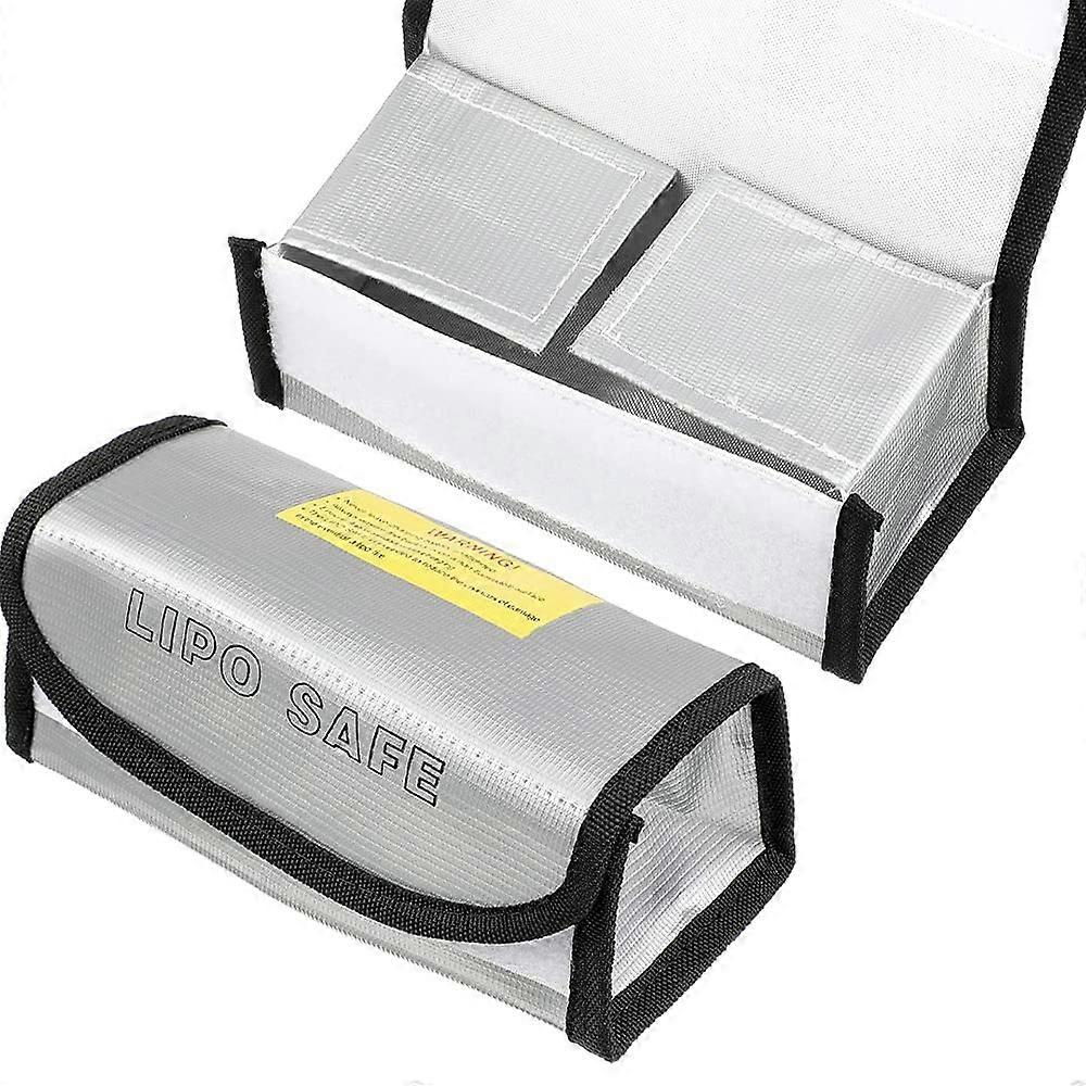 Fireproof ExplosionProof Battery Safety Bag, 2 Pieces, 7.3 x 3 x 2.4 Inch, For Battery Charging And Storage