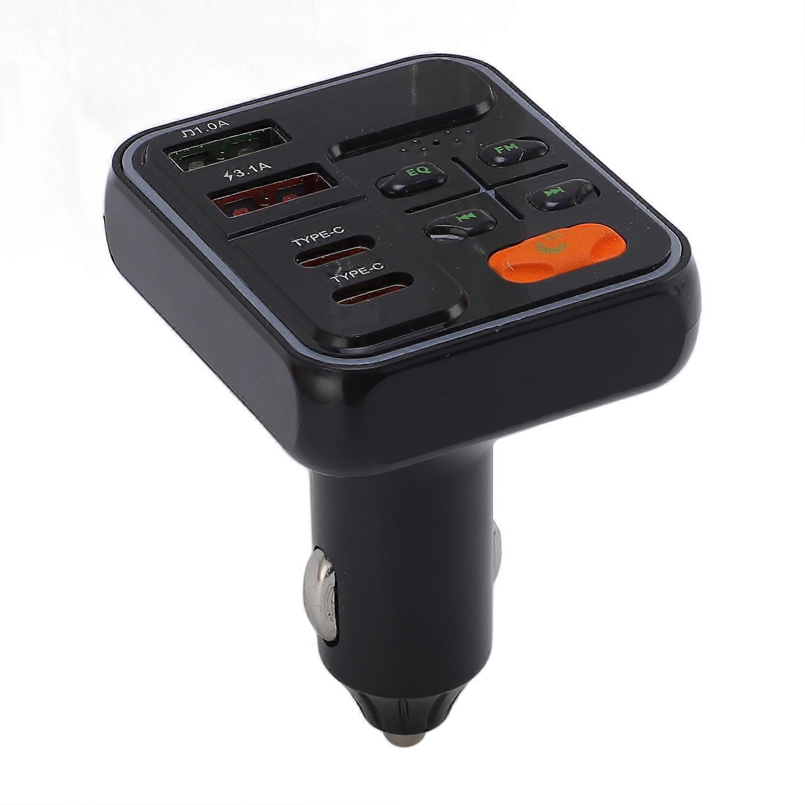 Car USB C Bluetooth Adapter MP3 Player DC 12V to 24V Fast Charging Phone Charger Multifunctional Cigar Lighter Adapter