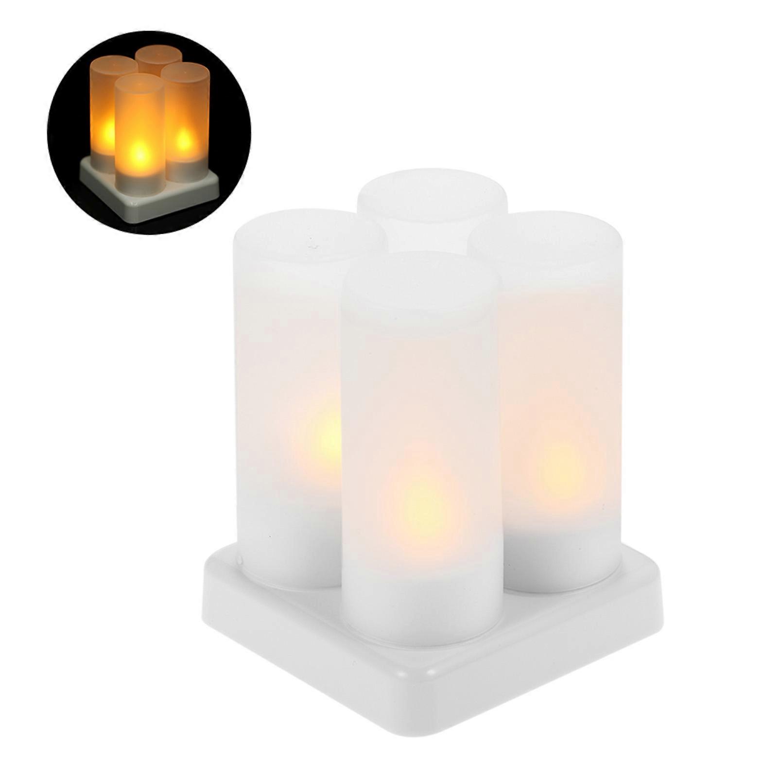 Rechargeable LED Flickering Tealight Candles 4x4.5cm Yellow Light
