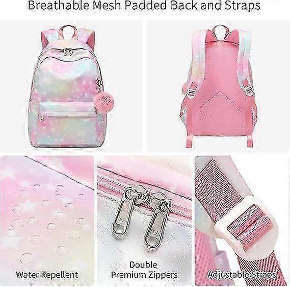 Skolryggsäck för pojkar och flickor, vanlig ryggsäck för 14-tums bärbar dator, vattentät skolväska.