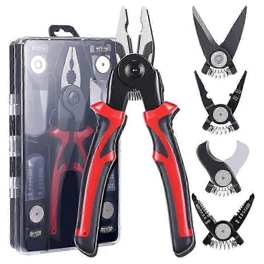 5 in 1 Wire Stripper Pliers Tools Set, Multi-Functional Interchangeable Head Stripper Pliers Set 2025