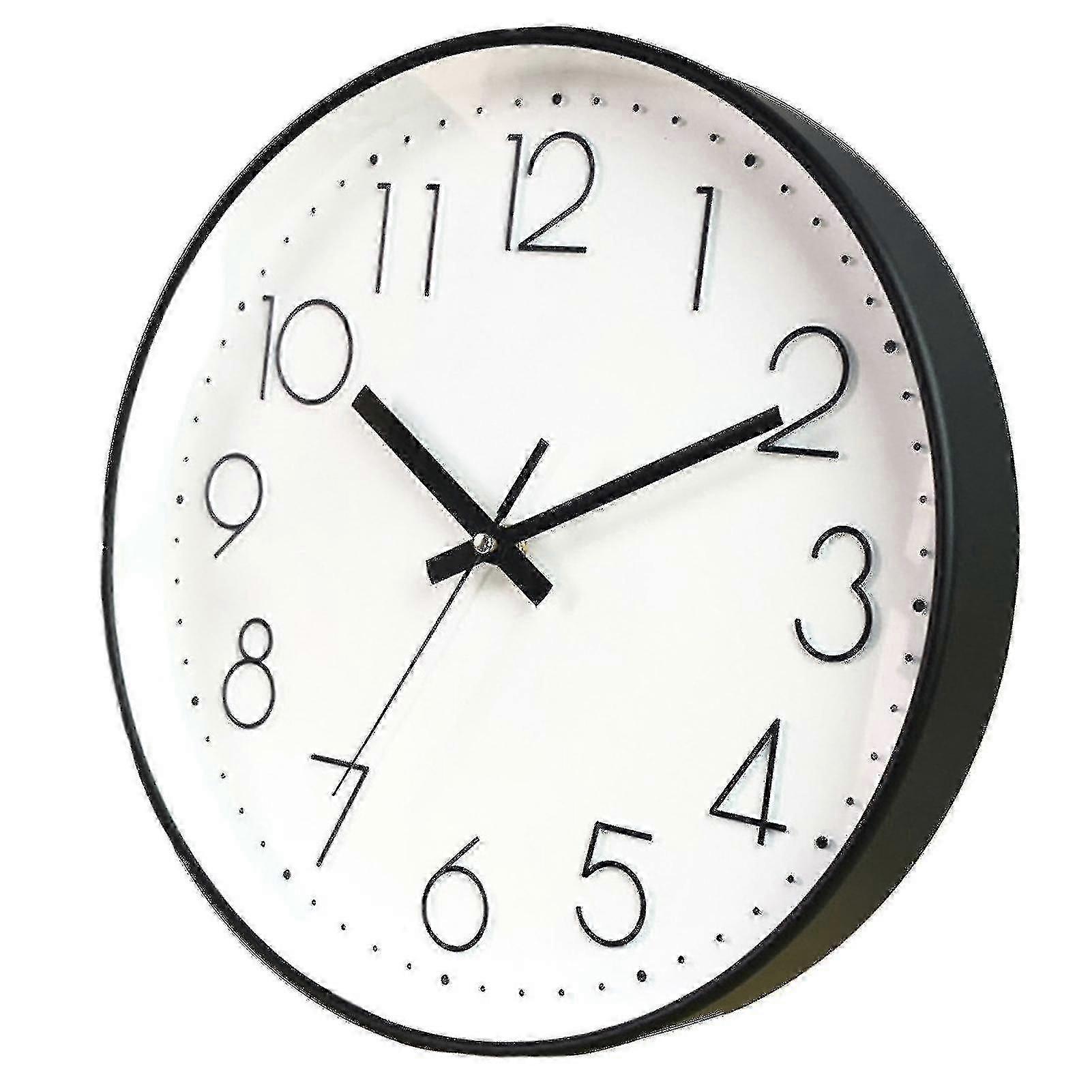 Silent Round Wall Clock with 3D Numbers Quartz Hanging Clock 10 Inch Design for Home Office Decor
