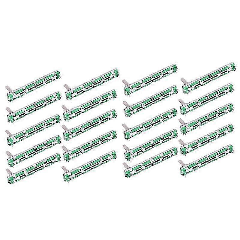 مجموعة من 20 قطعة من مقياس الجهد B10K ذو الشريحة المستقيمة المزدوجة مقاس 75 مم