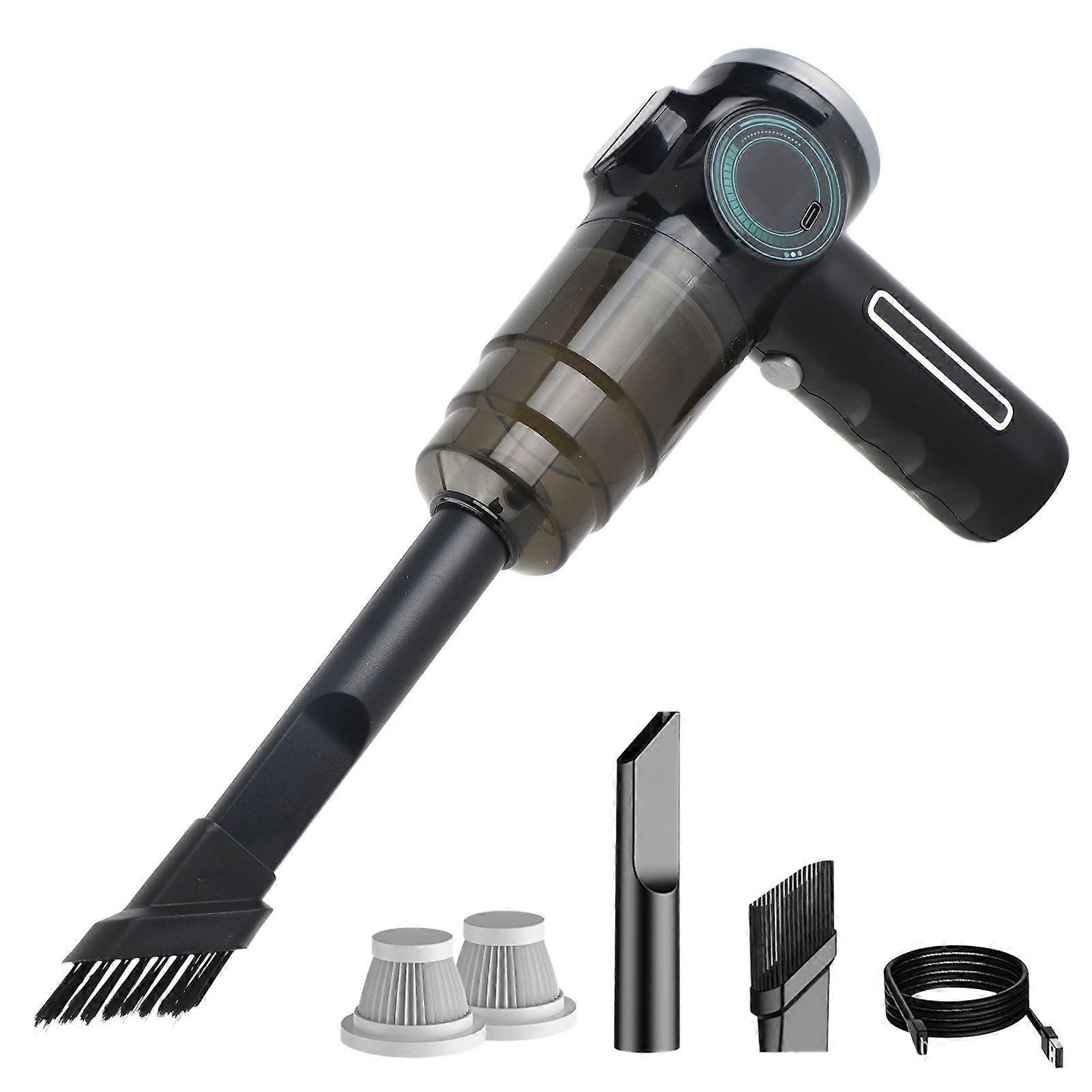 Portable Vacuum Cleaner for Home Car with Flat and Brush Nozzle Battery Display Dightal Screen Rechargeable Cordless Mini Vacuum Cleaner with Reusable