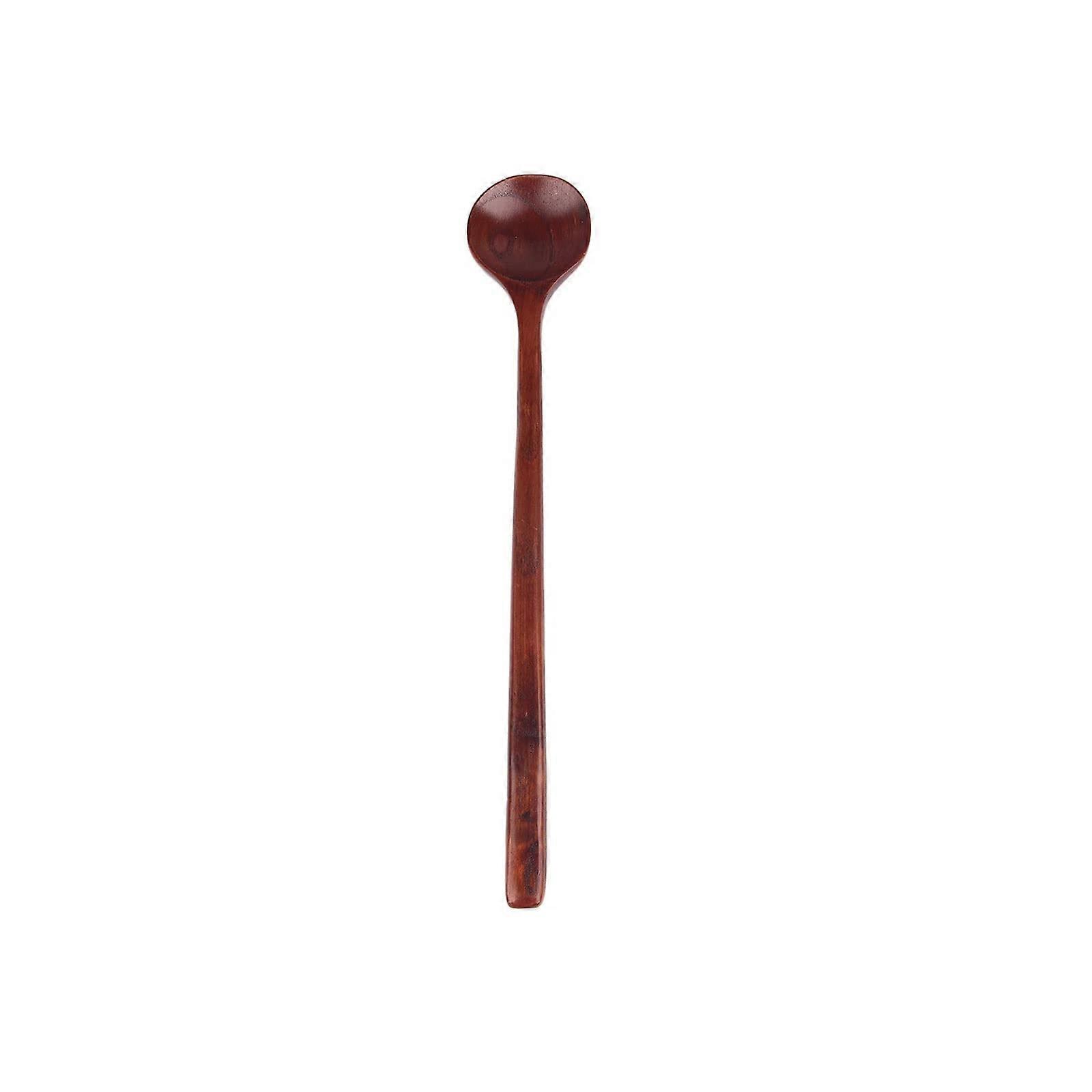 Spoons 1 Piece Wooden Style 10.9 Inch Long Handle Round Spoon For Soup Cooking Mixing Stirring