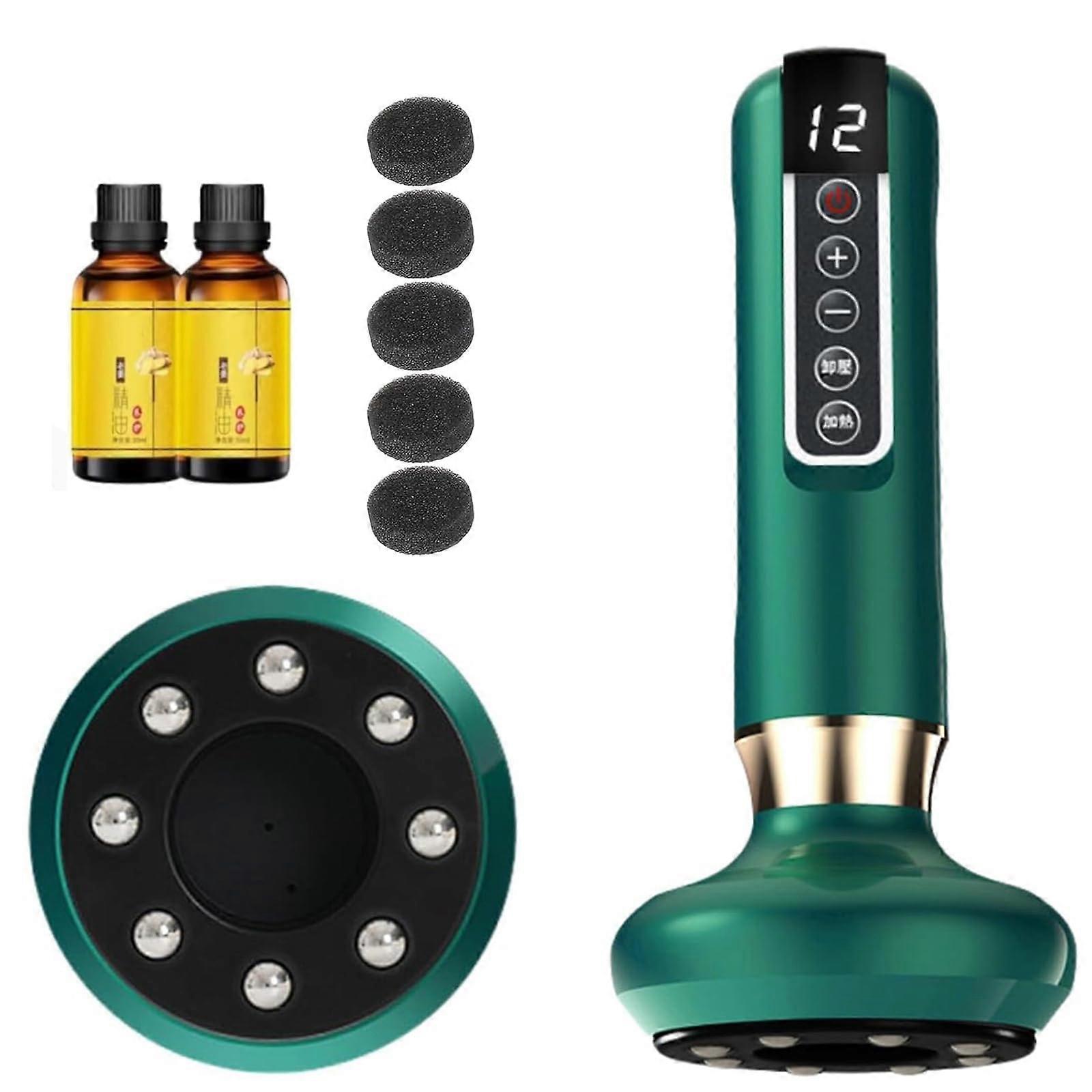 Handheld Cellulite Massager Tool 12Speed Cupping With Adjustable Intensity And Heat For Thighs Abdomen Buttocks Green
