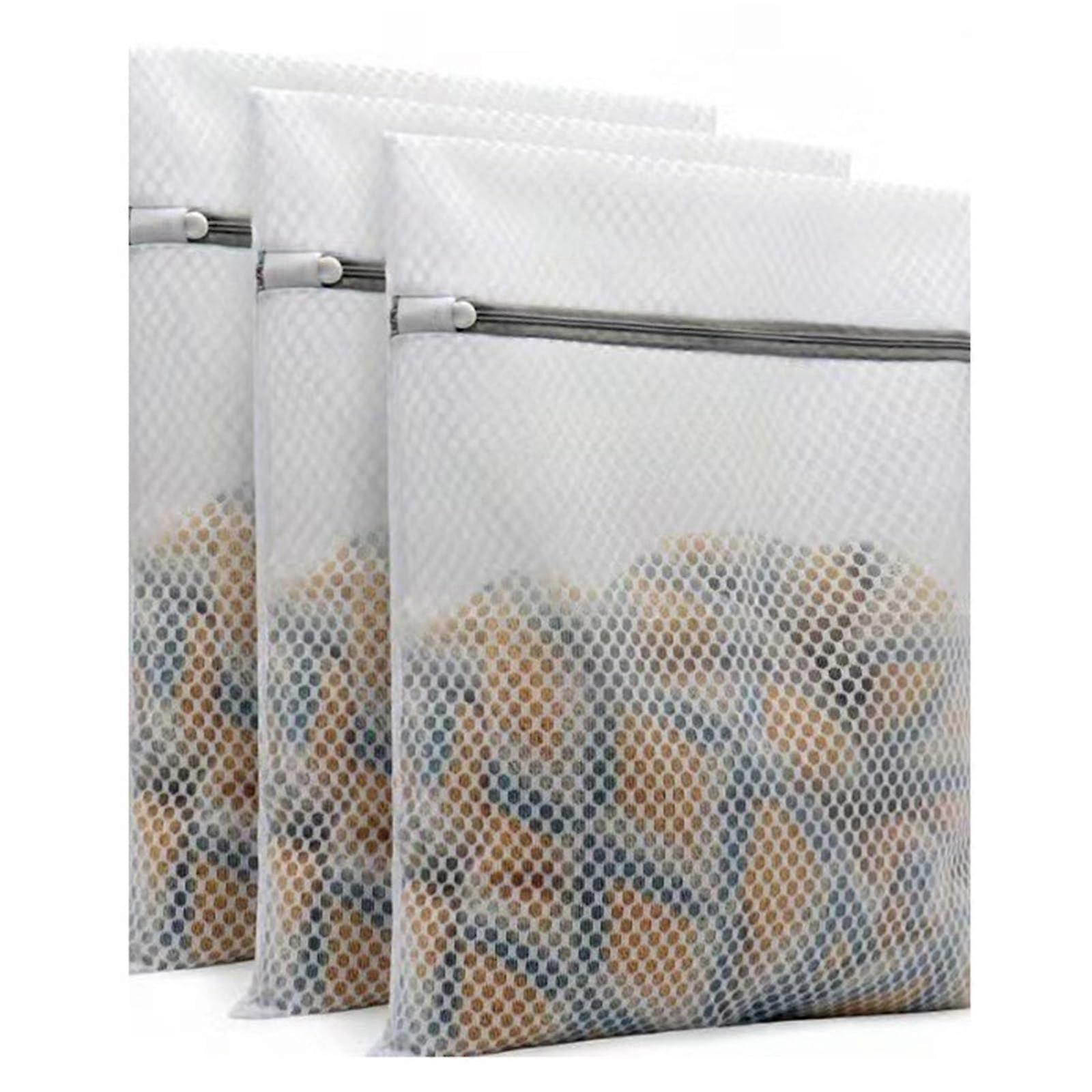 Mesh Laundry Bags 3 Pack Delicates Honeycomb Design With Elastic Zipper Protector For Washing Machine And Dryer Hosiery