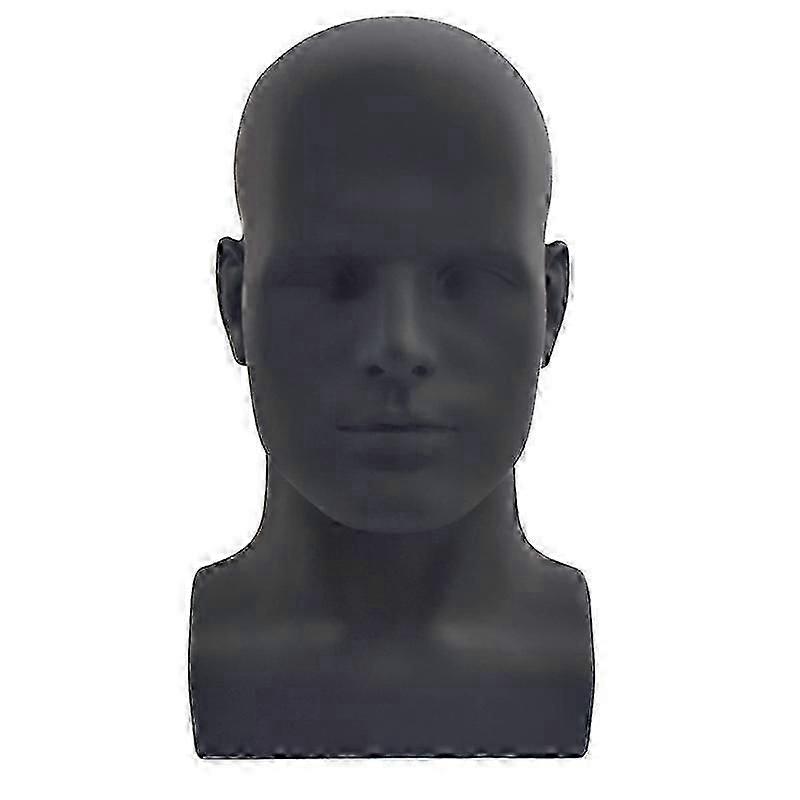 Professional Male Mannequin Head in Matte Black for Hairstyling and Display, UK Use