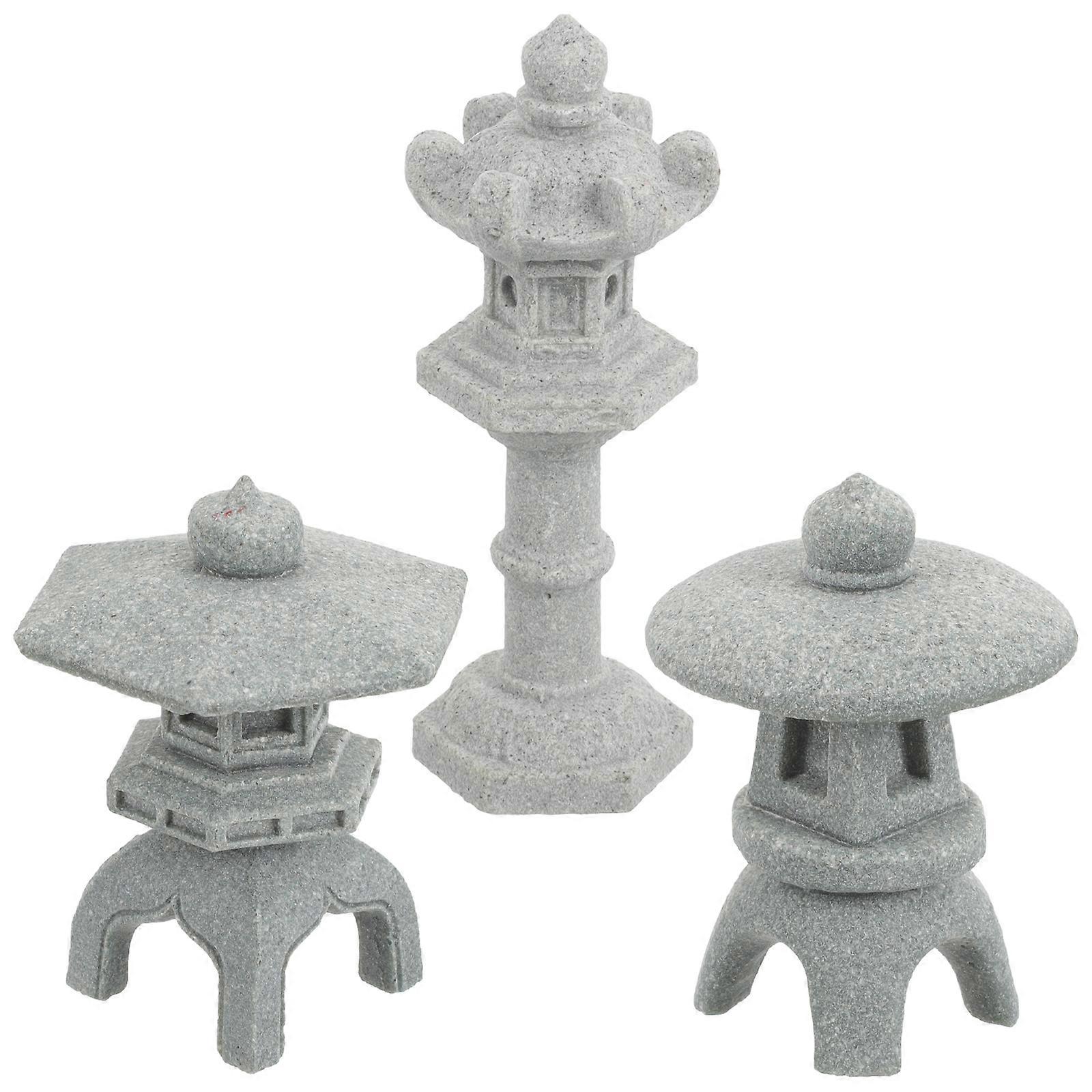 Mini Lantern for Decoration 9Pcs Resin Micro Landscape Statue Set