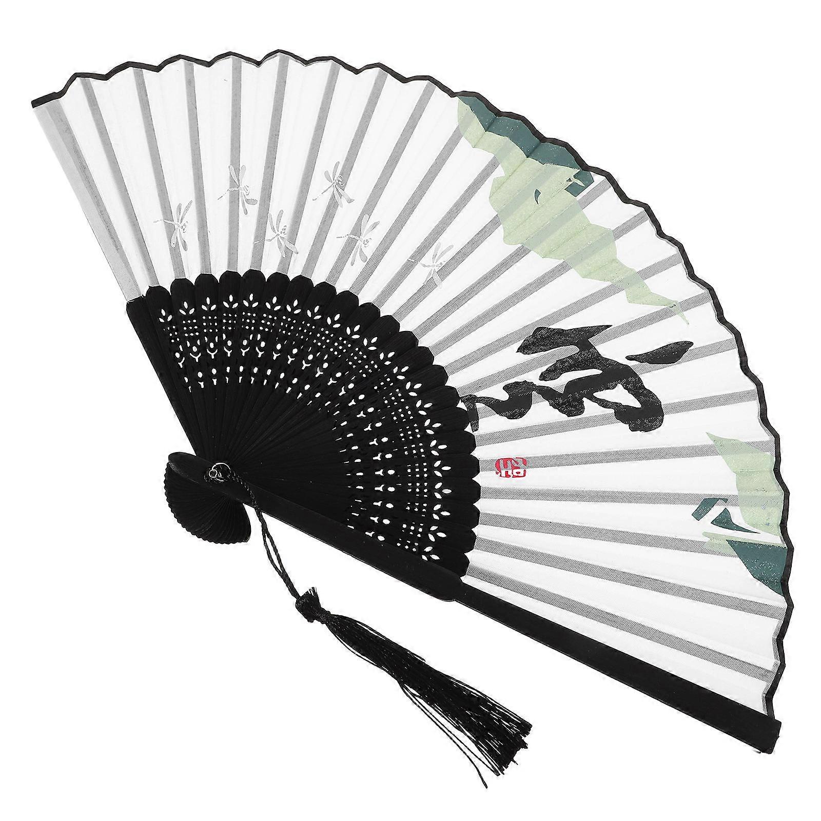 Vintage Dance Foldable Fan for Cooling Use White Cloth and Bamboo Small Fan