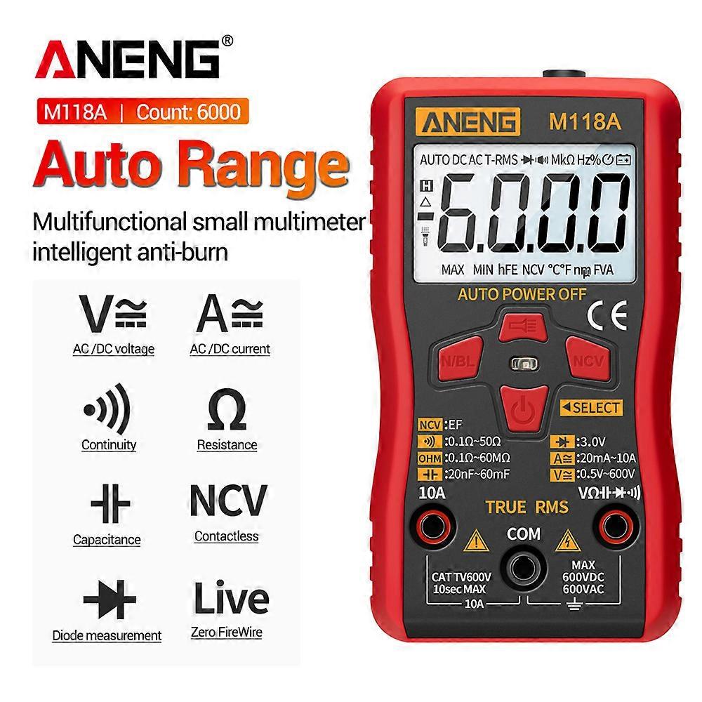 Digital Multimeter Auto Ranging High Accuracy TRMS 6000 Counts Voltage Current Ohm Capacitance Diode Tester for Electronics Measurement