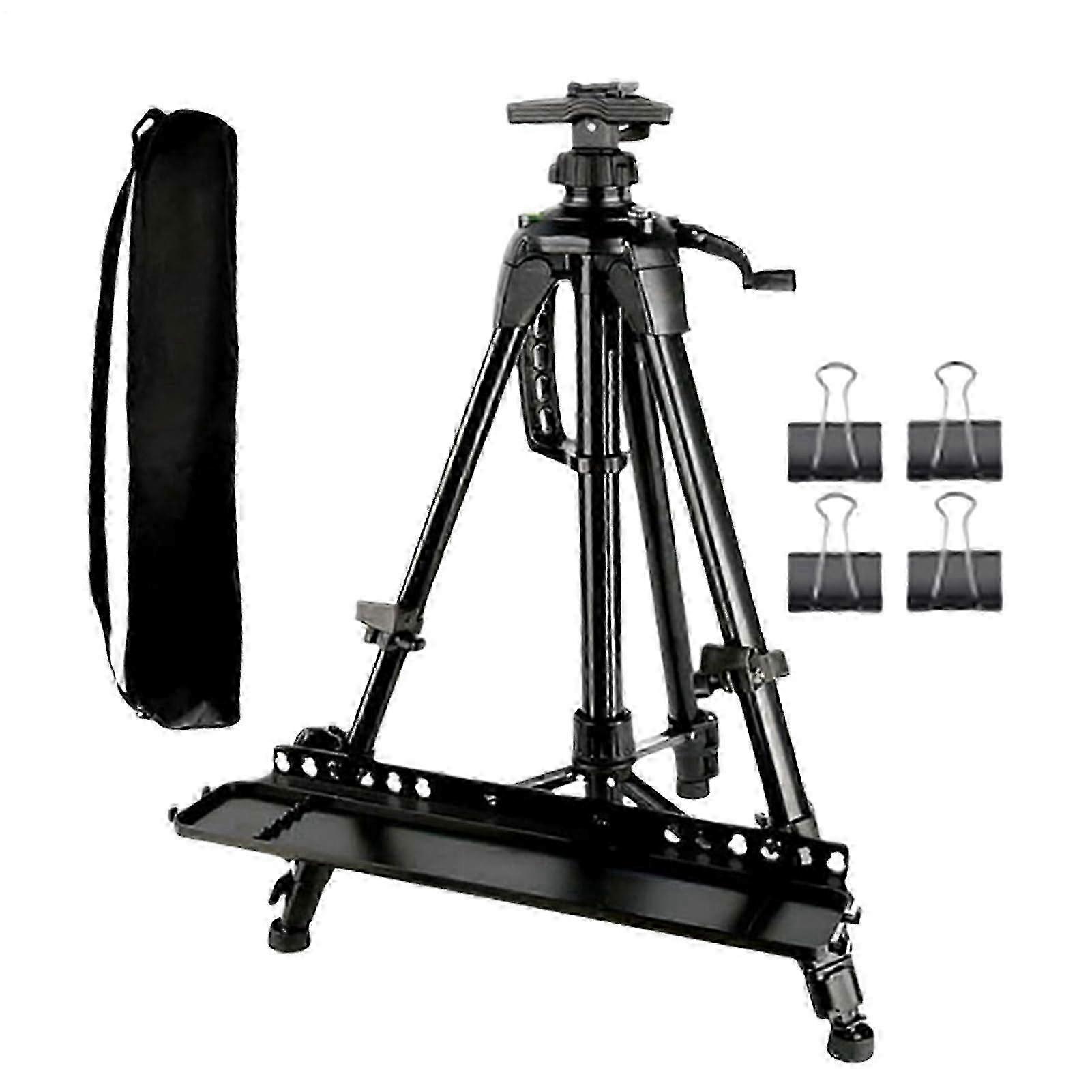 Painter Tripod Easel with Adjustable Height Foldable Metal with Paint Tray Canvas Holder for Indoor and Outdoor Use